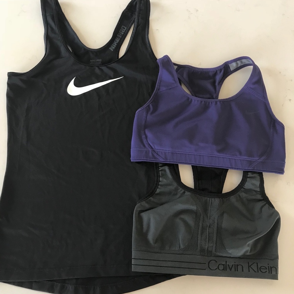 Calvin Klein Sports bra, Nike Sports bra and top